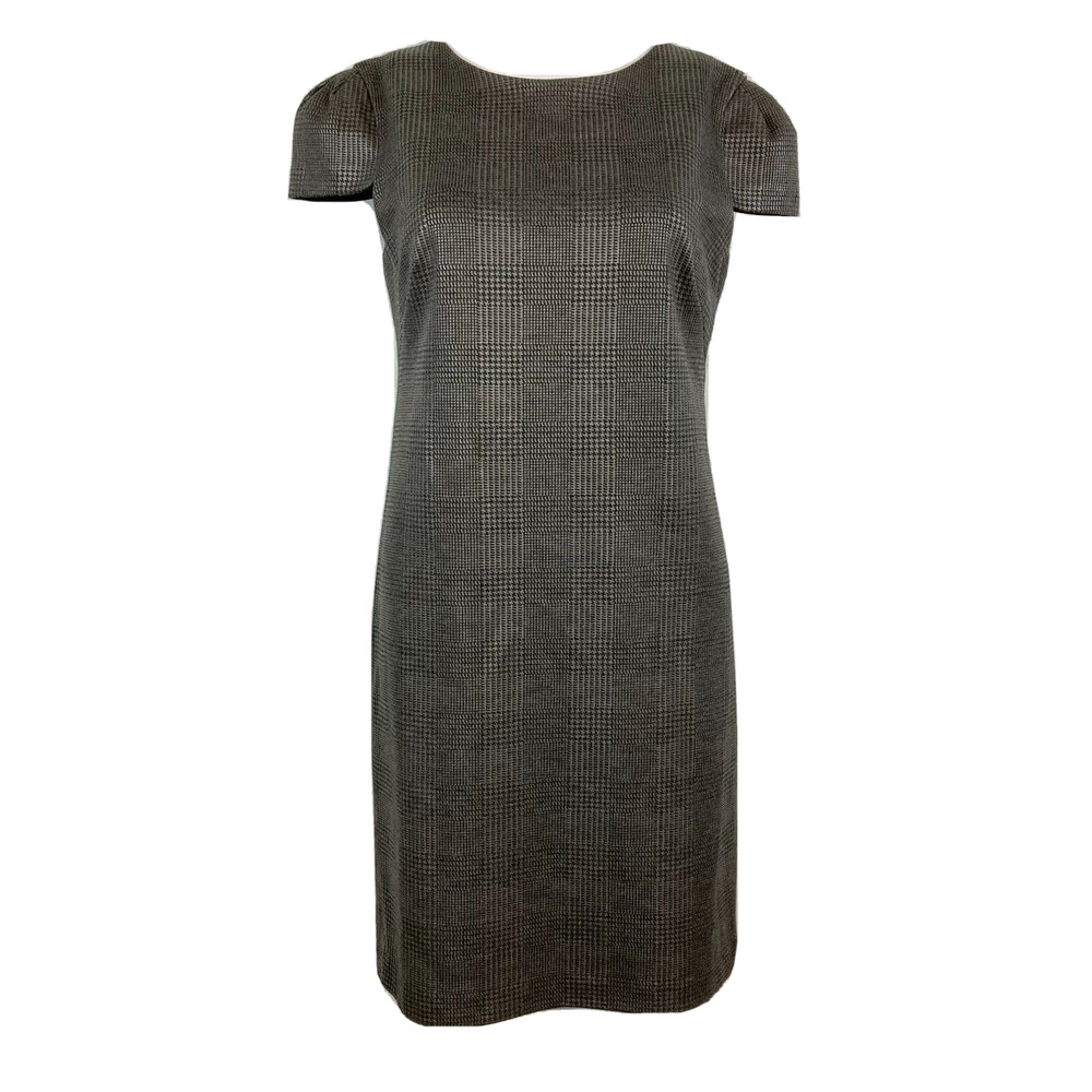 Chequer Dress Womens Sz 6 Gray Houndstooth Plaid Cap Sleeve Sheath‎ Pencil